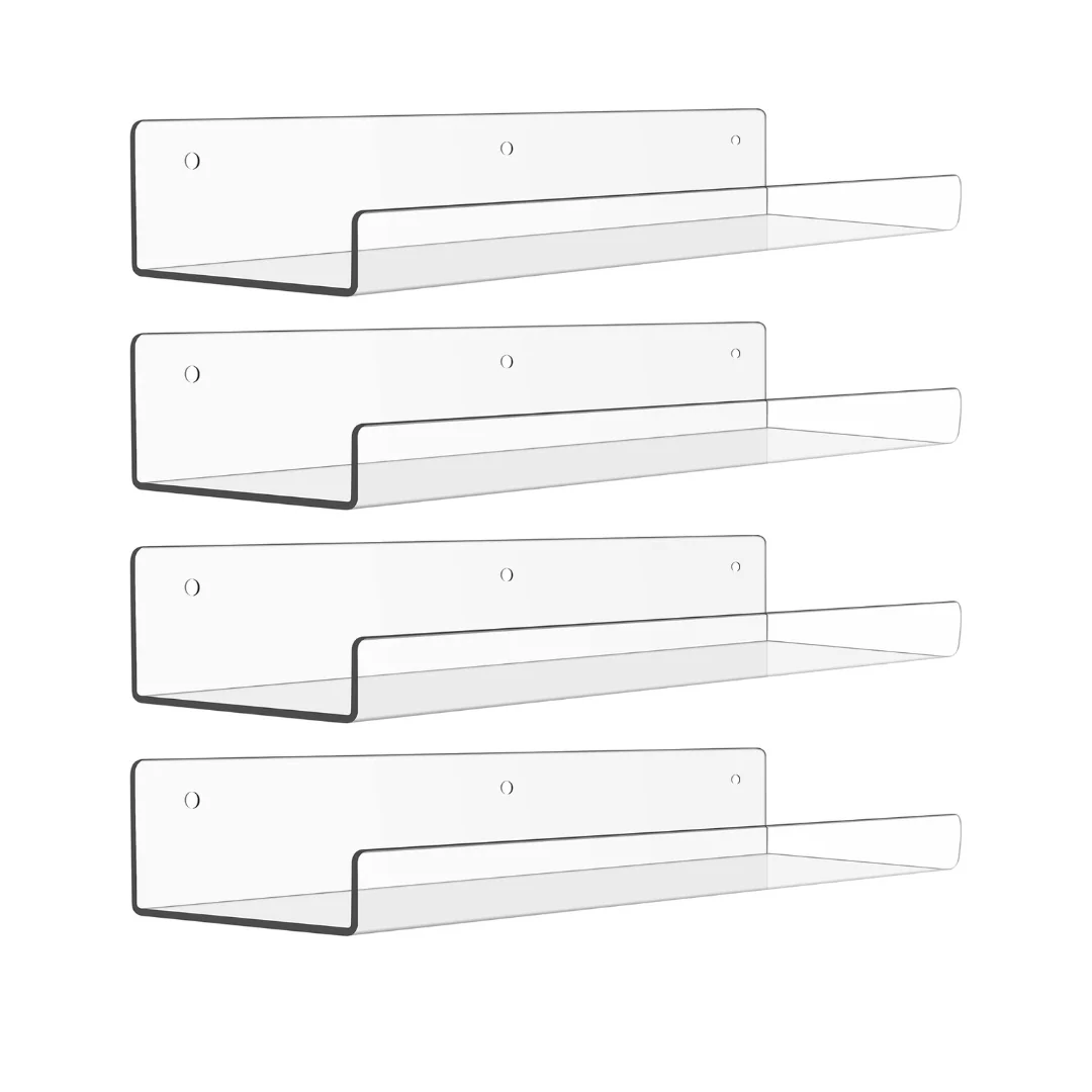 15-Inch Floating Bathroom Organizer Set - Acrylic Wall Shelves - Image 2