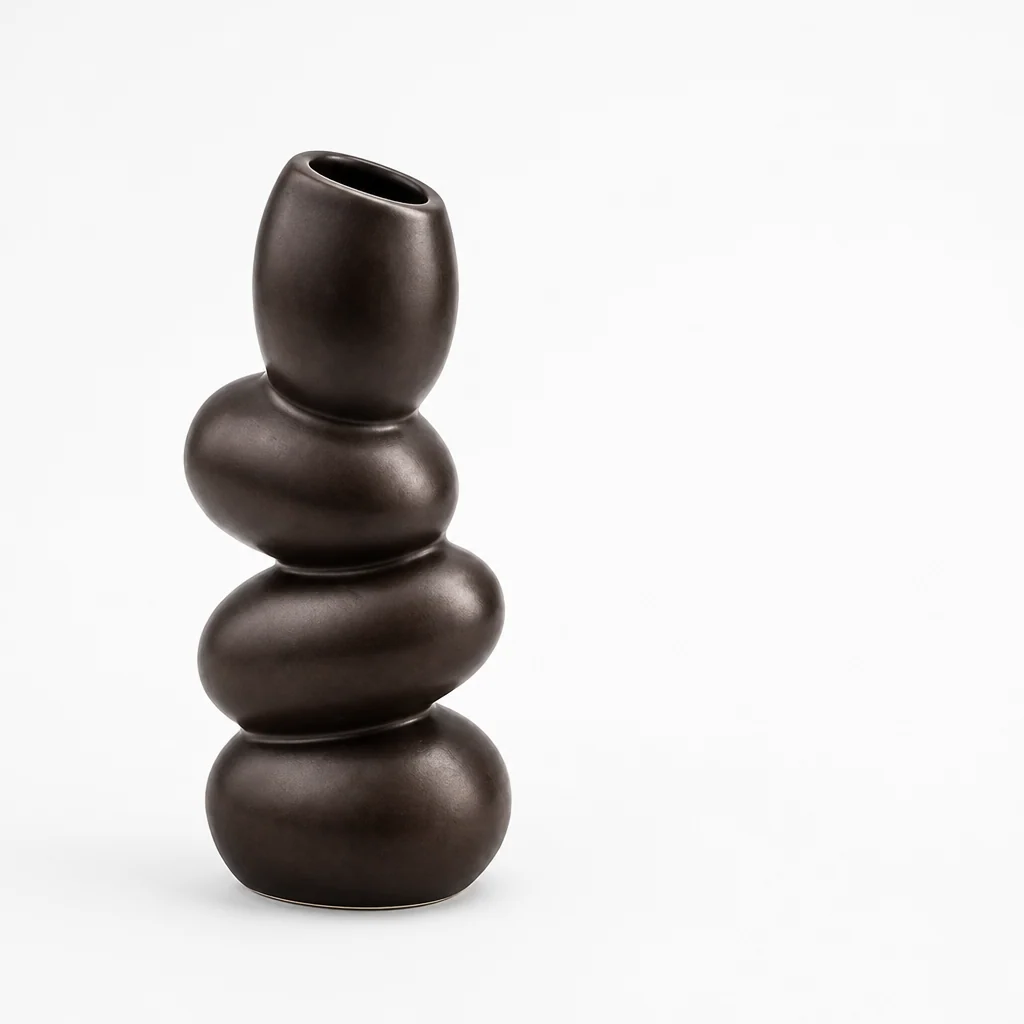 Sculptural Asymmetrical Oval Ceramic Tabletop Vase - Image 5