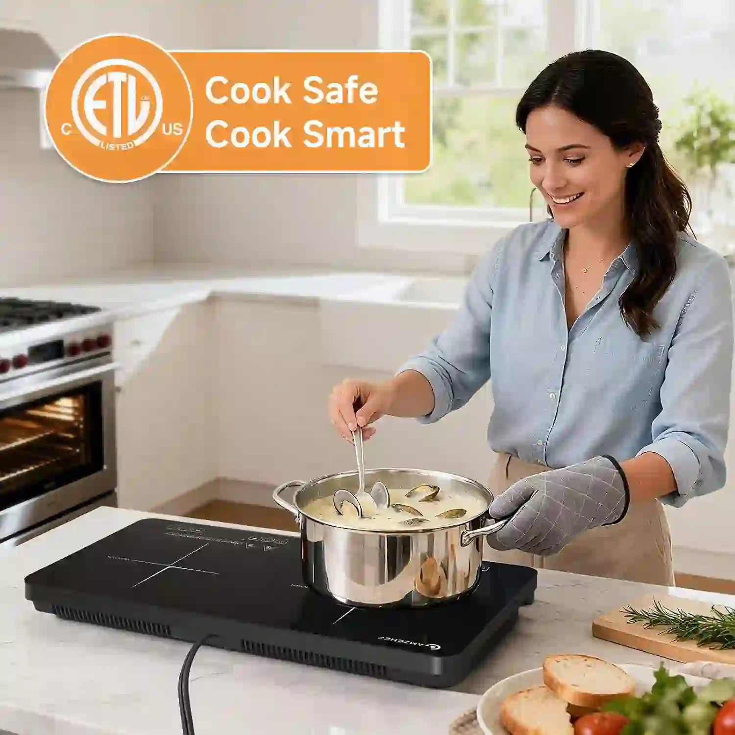 AMZCHEF Portable Double Induction Cooktop 2 Burner Electric Cooktop For House 2