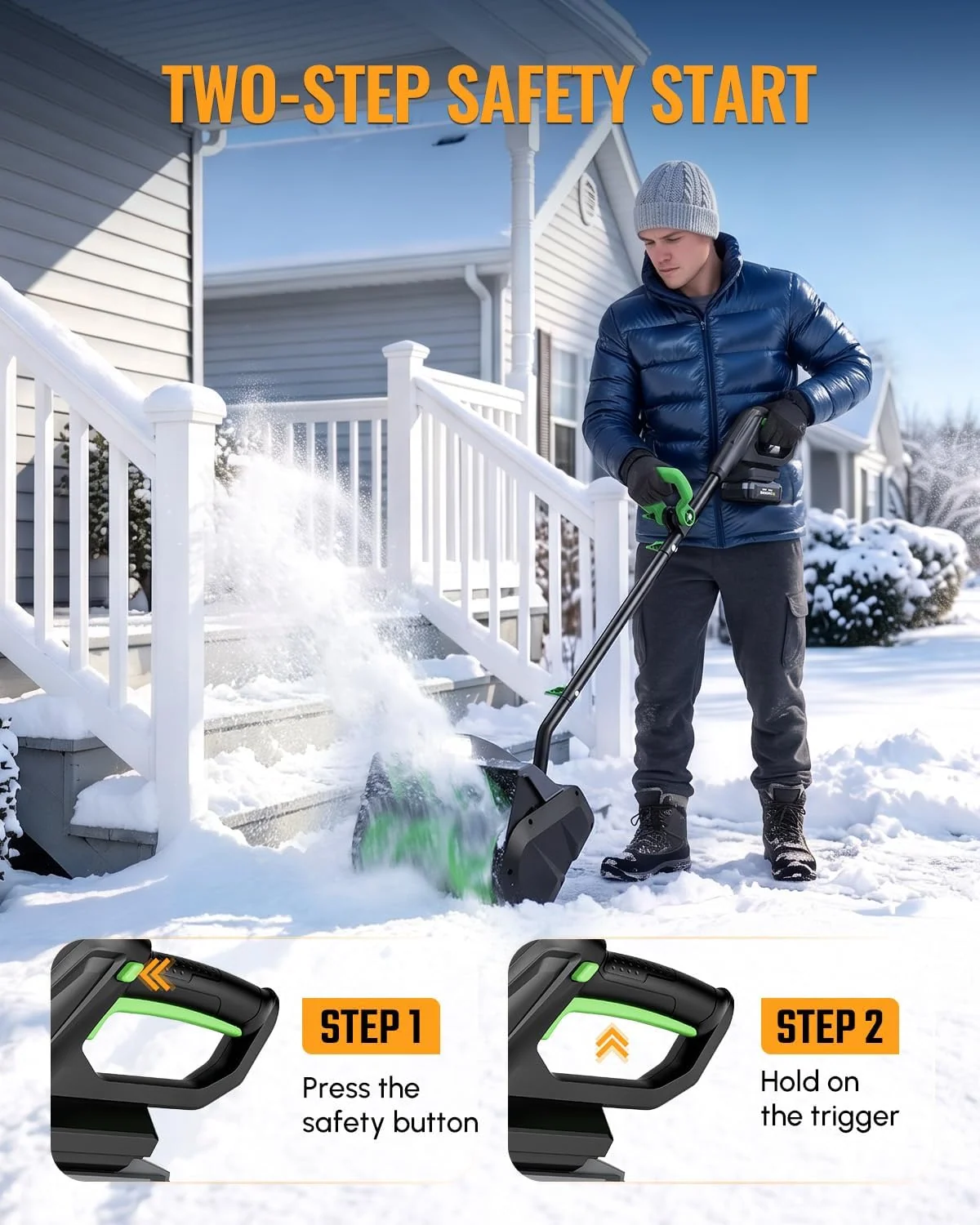 WORKPROX Cordless Snow Shovel, 13-Inch, 20V Battery Included | 23 ft Throw Distance, 4.0Ah Battery, 30° Adjustable Chute, LED Lights, Lightweight, For Steps, Walkways & Driveways - Image 9
