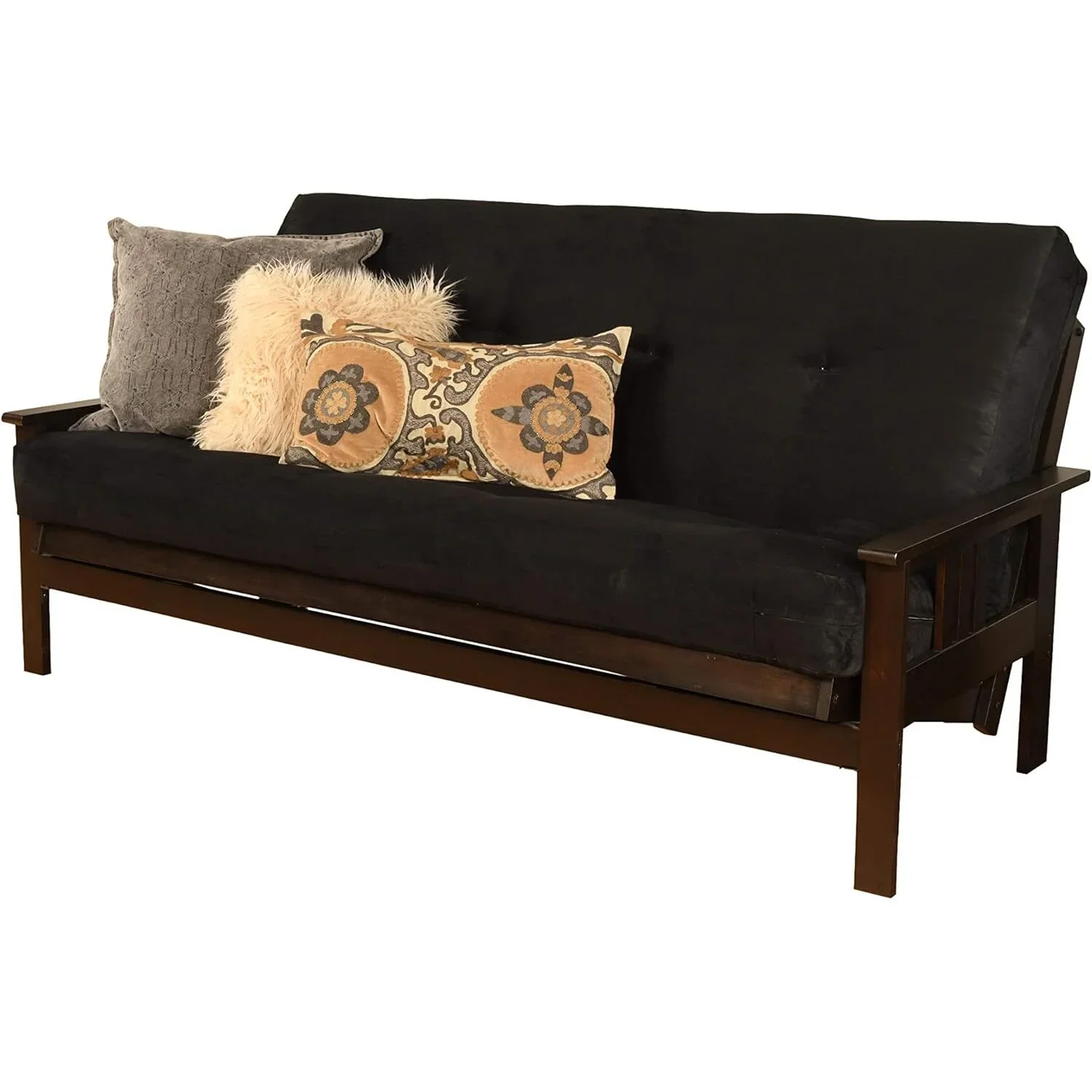 Homestock African Artifacts Full Size Futon Frame Set with Mattress, Easily Converts to Bed, Versatile Design Futon Frame for All Spaces, 33"H x 79"L x 37"D-Color:Linen Charcoal,Size:Barbados - Image 79