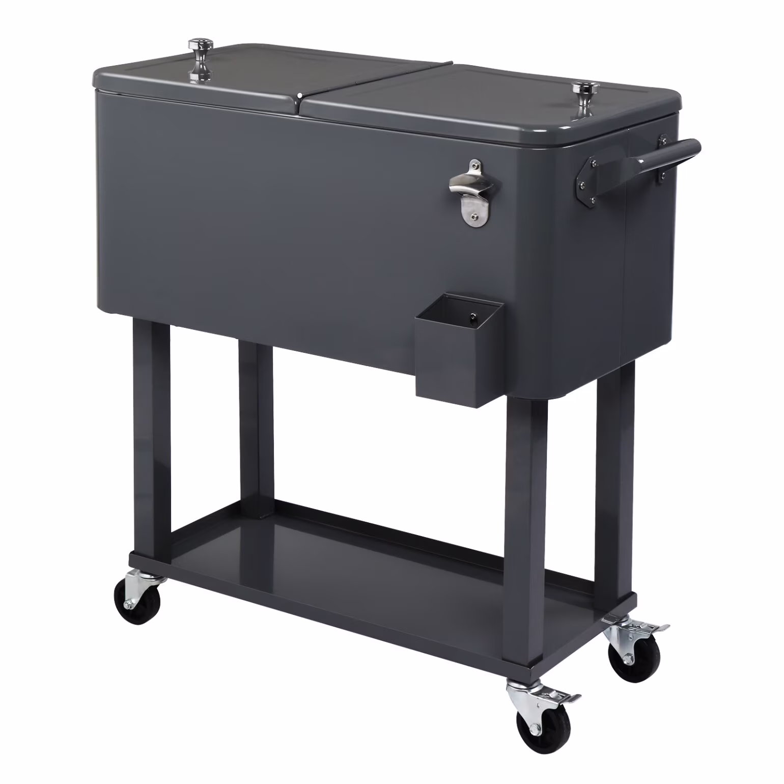 80Qt All-In-One Cooler Cart With Bottle Opener, Lower Storage Shelf and Cap Catcher, Outdoor Party Rolling Cooler With Lockable Wheels For Pool Side, Patio, Balcony, Mint(33.07 x 15.16 x 35.83)" - Image 7