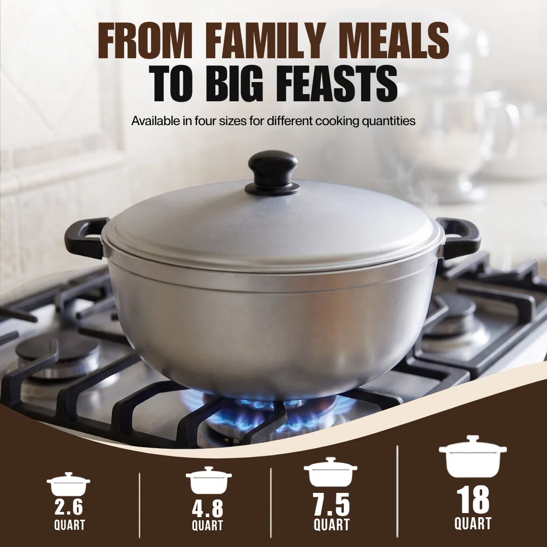 Traditional Aluminum Cooking Pot with Lid for Rice Soups and Stews