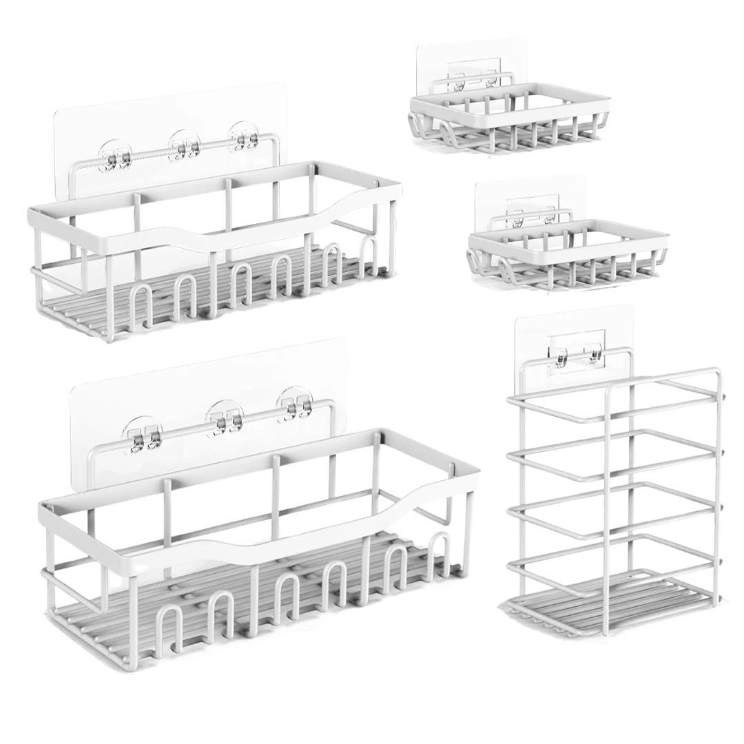 Stainless Steel Wall Caddy Set – 5-Pack for Bathroom and Kitchen - Image 5