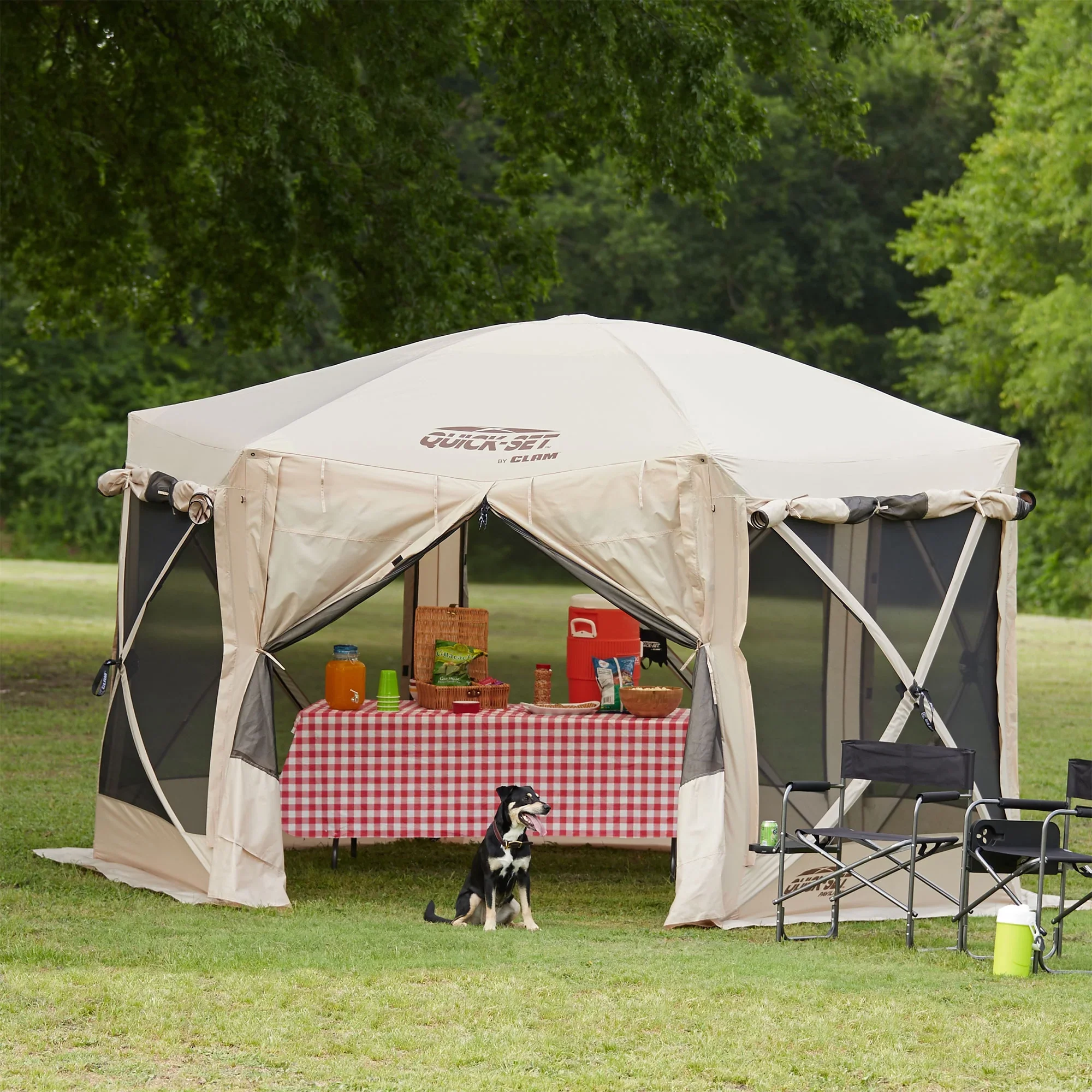 CLAM Quick-Set Pavilion 12.5 x 12.5' Portable Outdoor Canopy Shelter, Green - Image 18