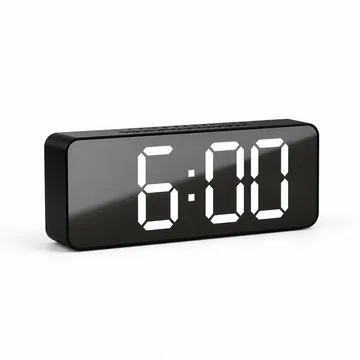 Table Alarm Clock Mirror LED Temp Display USB Powered