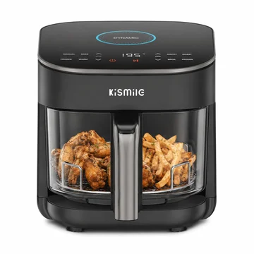 Kismile 8-in-1 AeroLucen 5 QT Glass Air Fryer with Clear Borosilicate Glass Basket AF9310