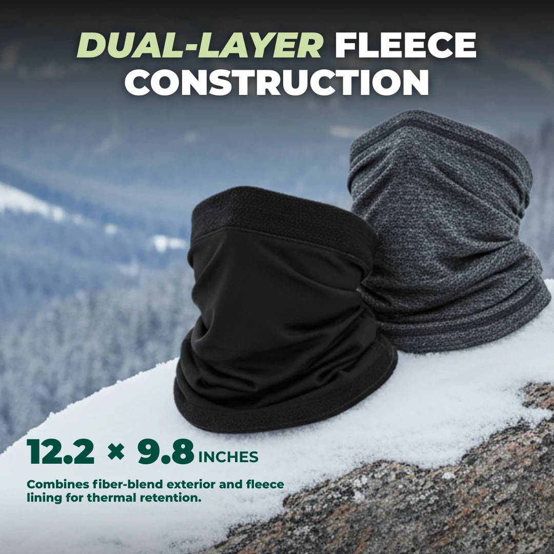 2-Pack Fleece Neck Gaiter for Skiing, Hiking, and Winter Activities