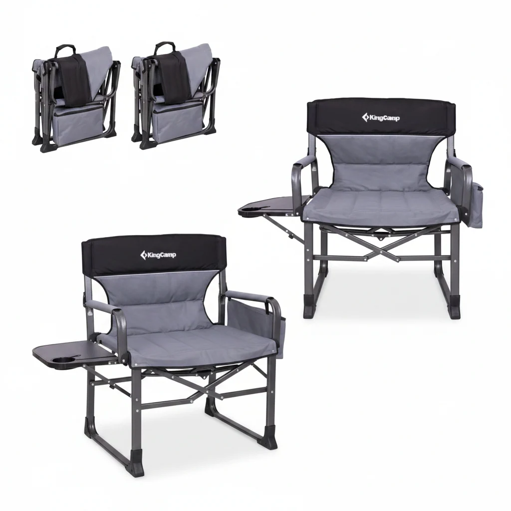 KingCamp XXL Folding Padded Director's Chair with Side Table