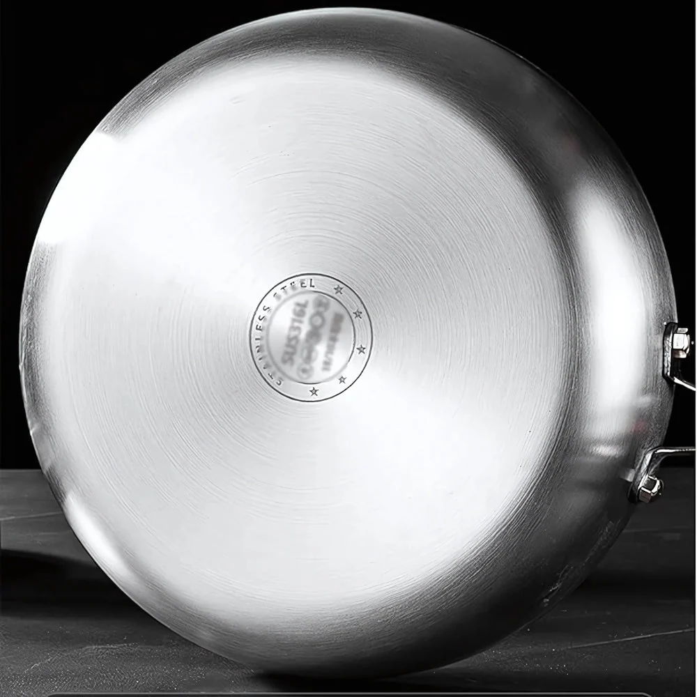 Frying Pan Three-Layer Stainless Steel Induction Compatible Cool-Touch Handle - Image 4