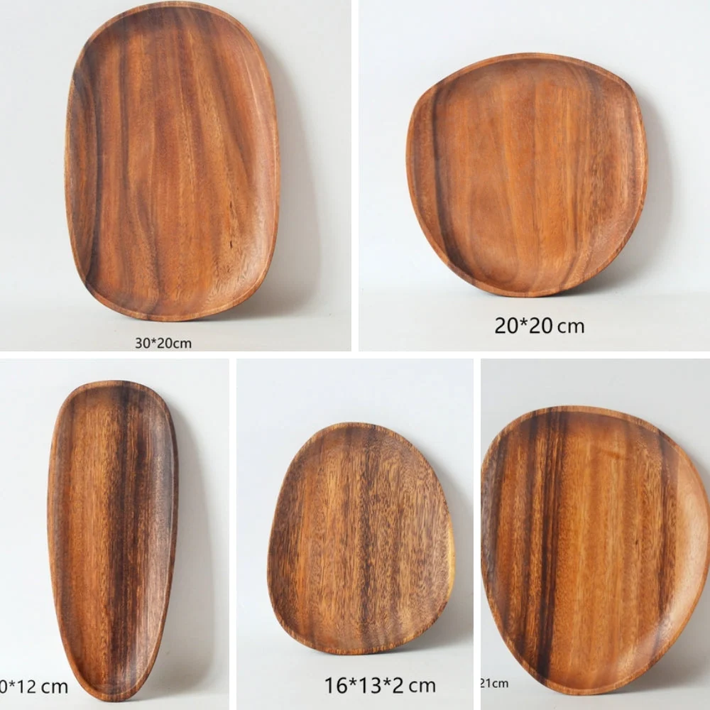 Serving Tray Set Oval Acacia Wood 5-Piece - Image 7