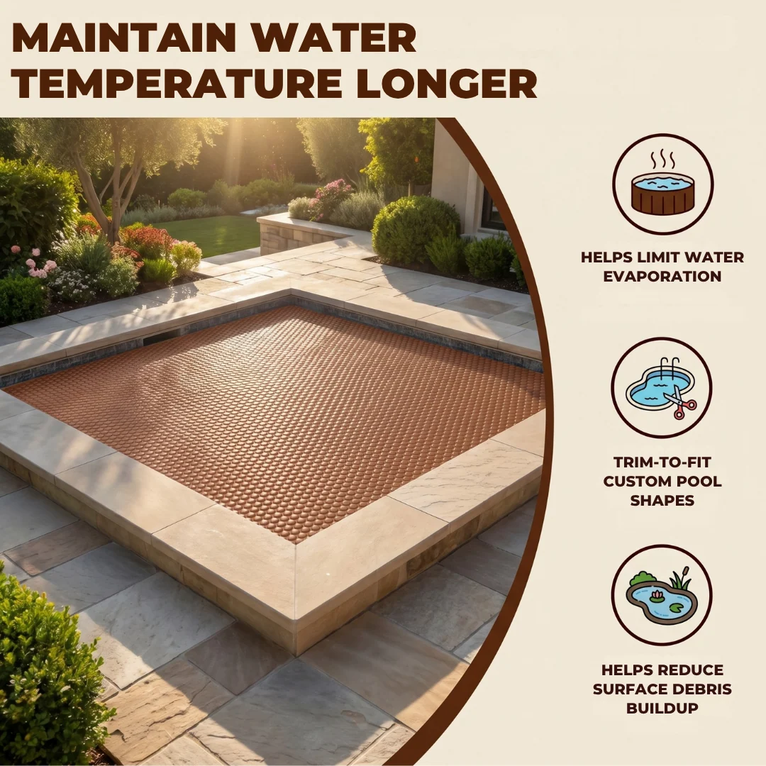 8x8 ft Solar Pool Cover 16 Mil PE Bubble Heat Retention Cover