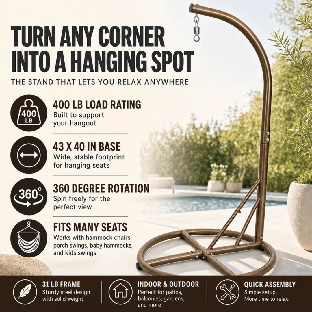 Outdoor Hammock Chair Stand Steel Frame 400 lb Load Capacity