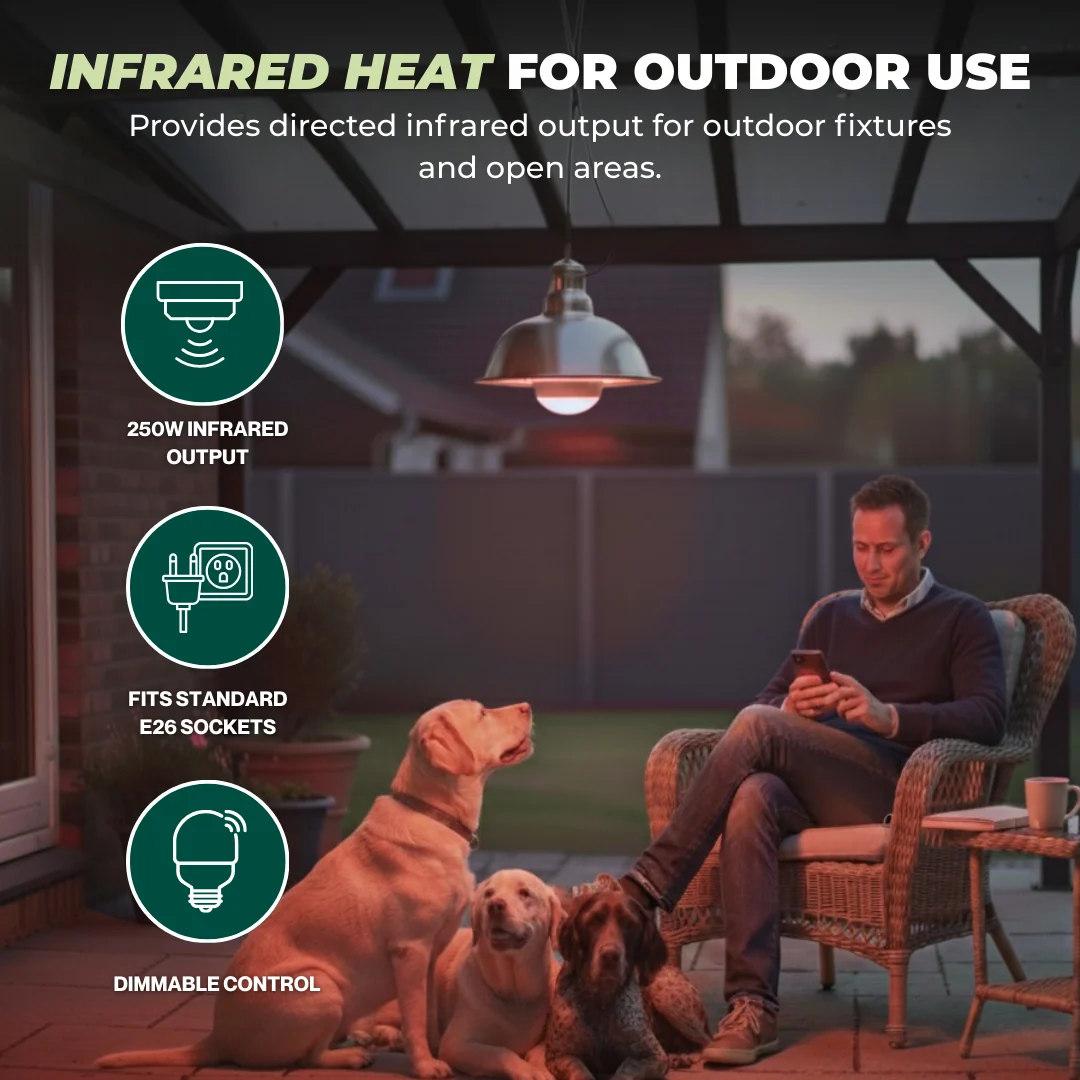 250W Infrared R40 Heat Lamp Bulb for Outdoor Spaces