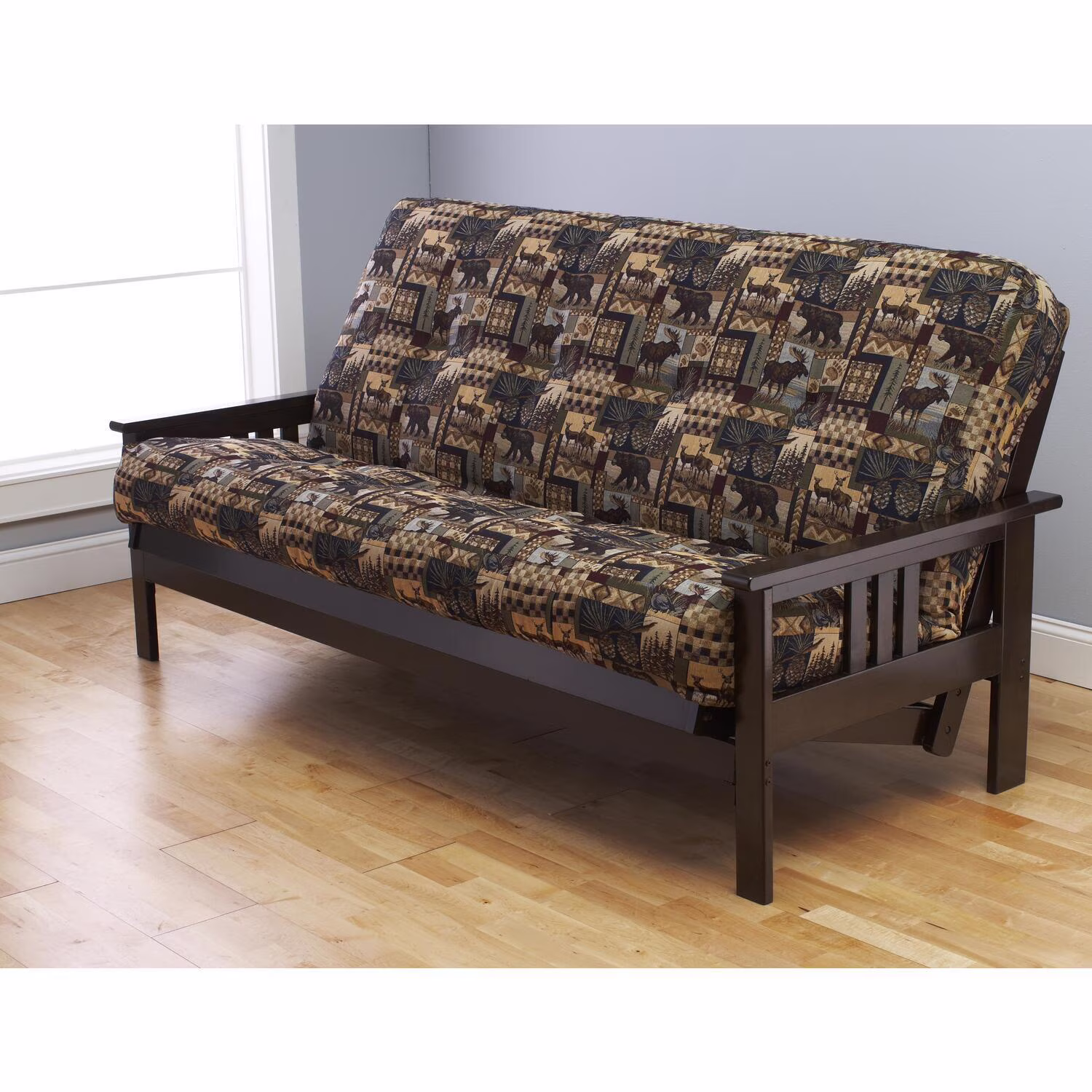Homestock African Artifacts Full Size Futon Frame Set with Mattress, Easily Converts to Bed, Versatile Design Futon Frame for All Spaces, 33"H x 79"L x 37"D-Color:Linen Charcoal,Size:Barbados - Image 46