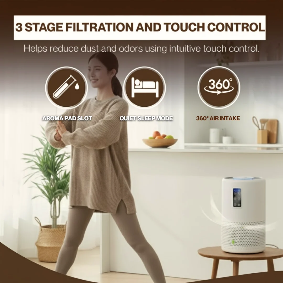 Air Purifiers for Home with HEPA Filter, Timer, and LED Night Light