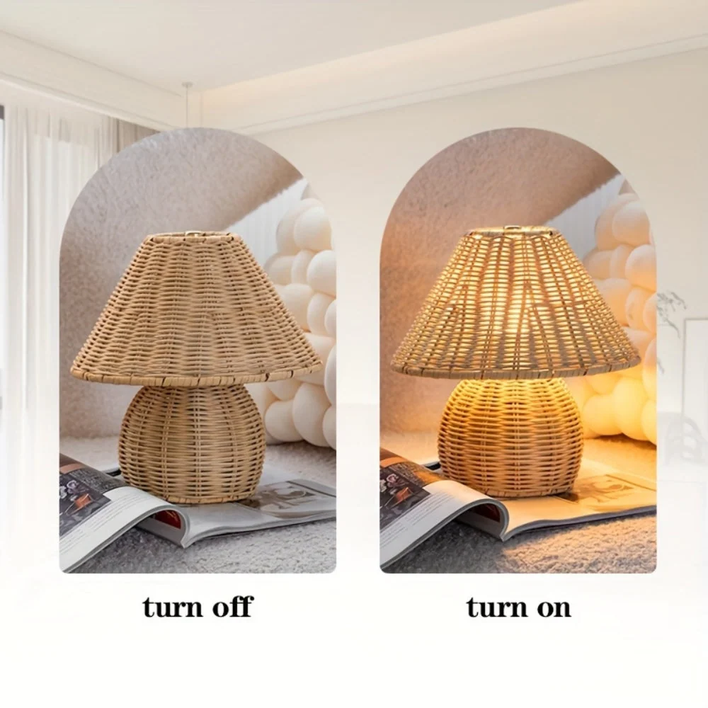 Table Lamp Rattan Shade Bamboo Base - Image 9