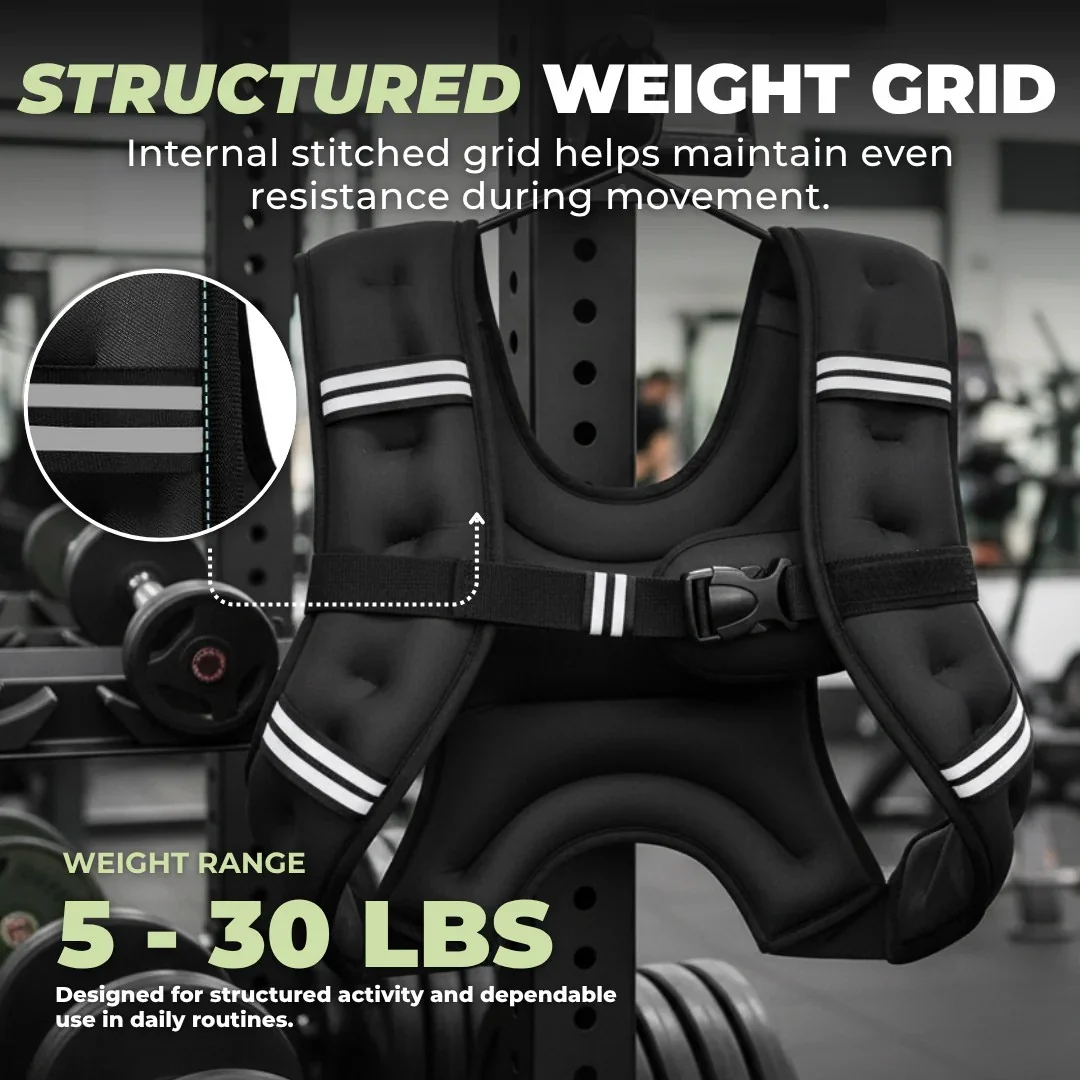 Adjustable Weighted Training Vest with Reflective Straps and Detachable Pouch