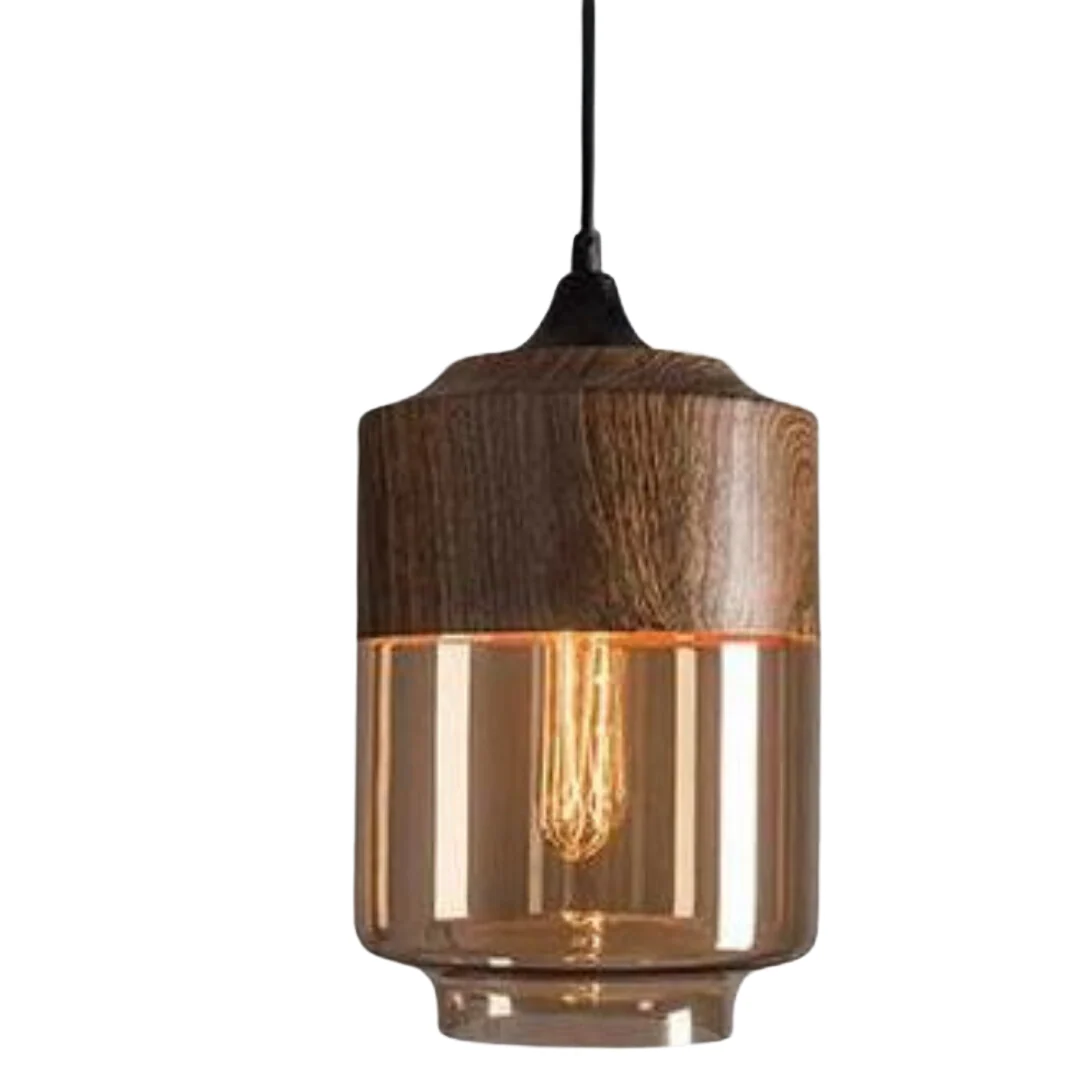 Versatile Wooden Pendant Light – Adjustable Glass Fixture for Home - Image 5
