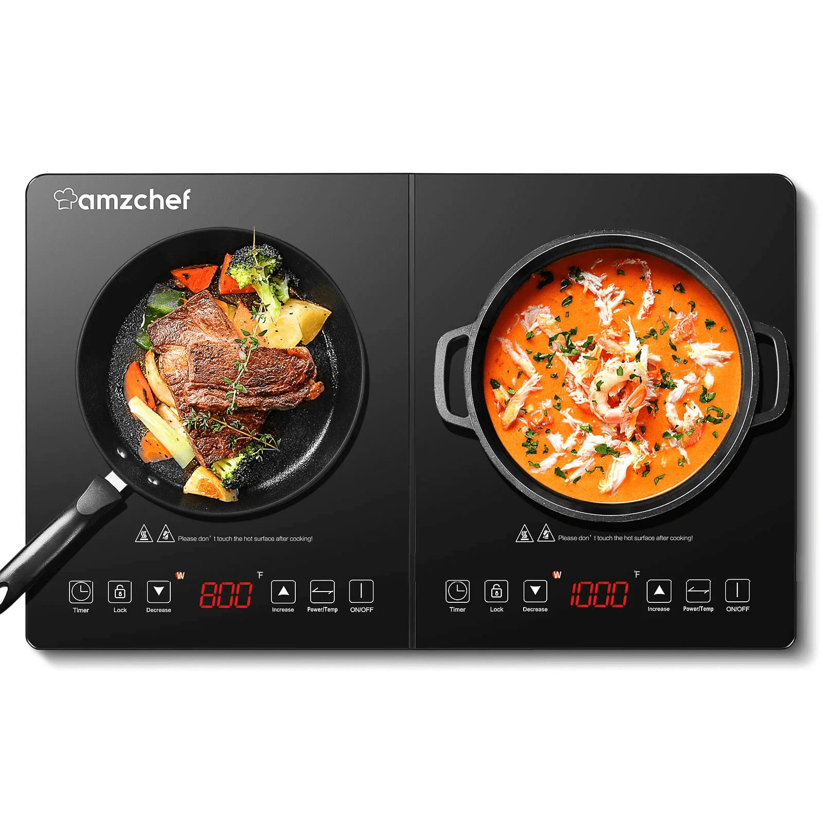 AMZCHEF Portable Double Induction Cooktop with 2 Burners 1