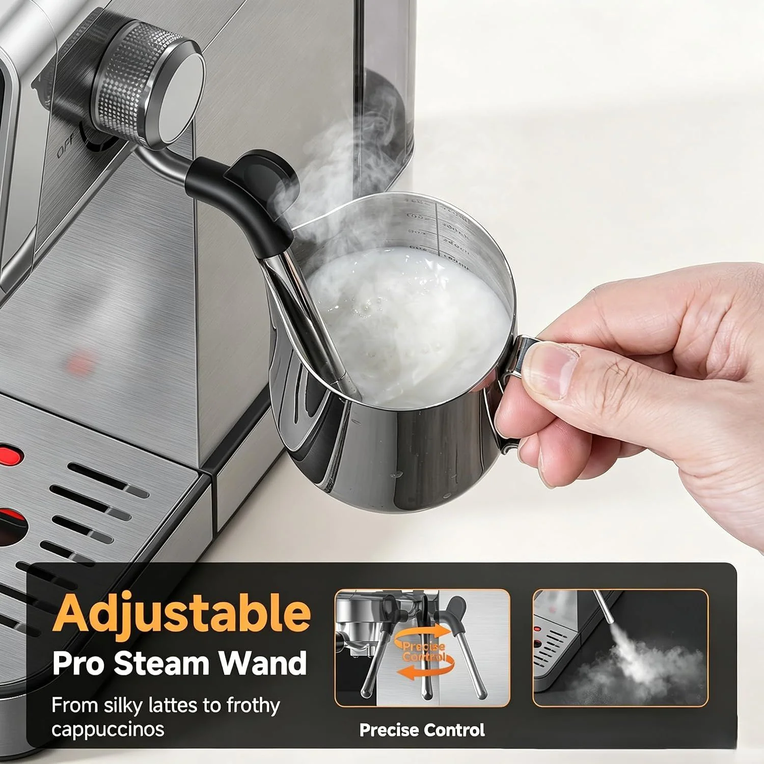 AMZCHEF 20 Bar Espresso Machine Self Cleaning LCD 4