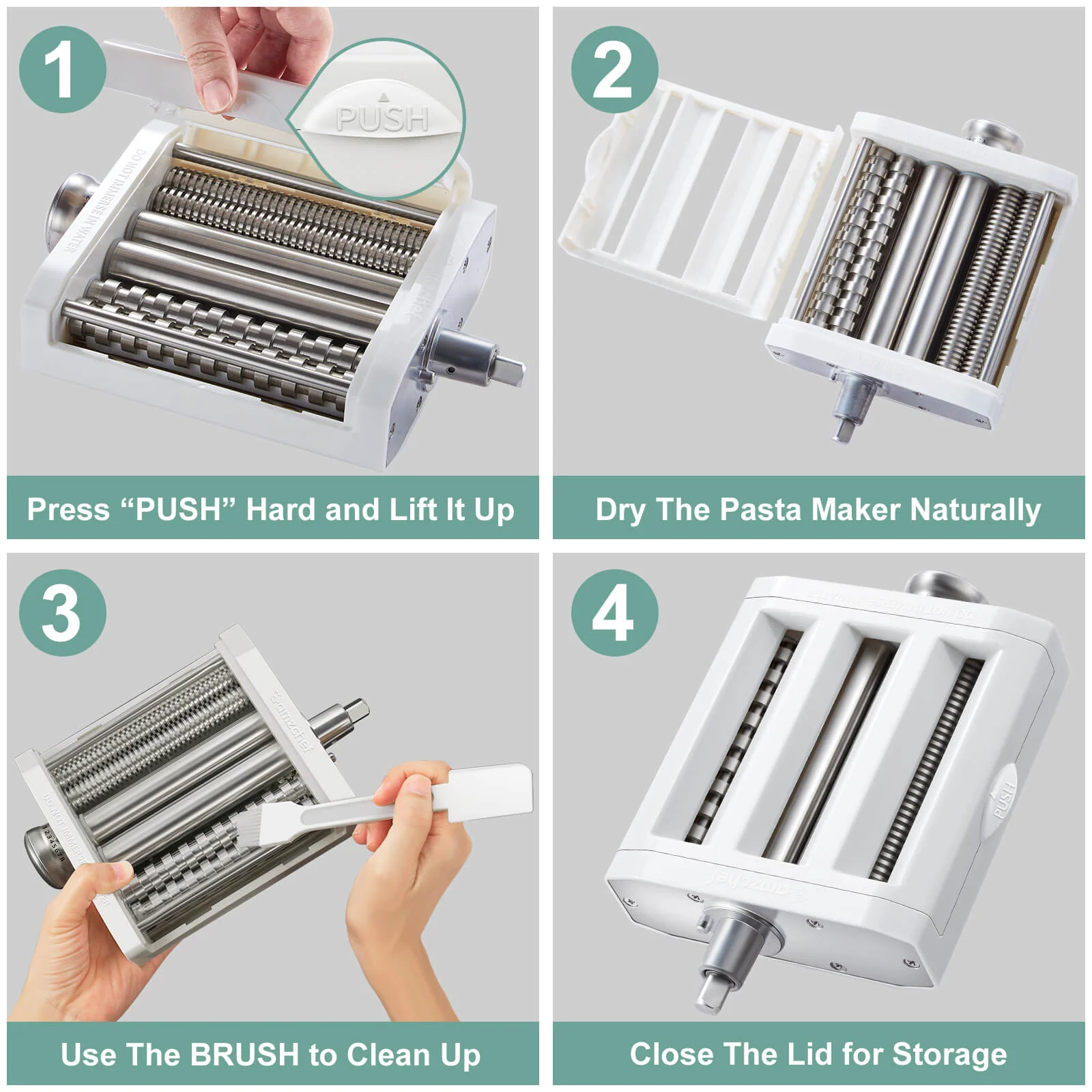 Amzchef 3-in-1 Pasta Maker Attachments Set for Kitchenaid Mixers 4