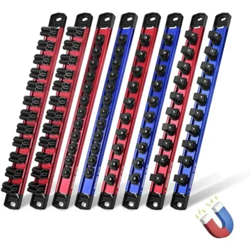 WORKPRO 8-Piece Magnetic Socket Organizer and Magnetic Screwdriver Organizer Set, 6-Piece 1/4", 3/8" & 1/2" Drive Metric & SAE Socket Rail, 2-Piece Screwdriver and Wrench Holder(Sockets not Included)