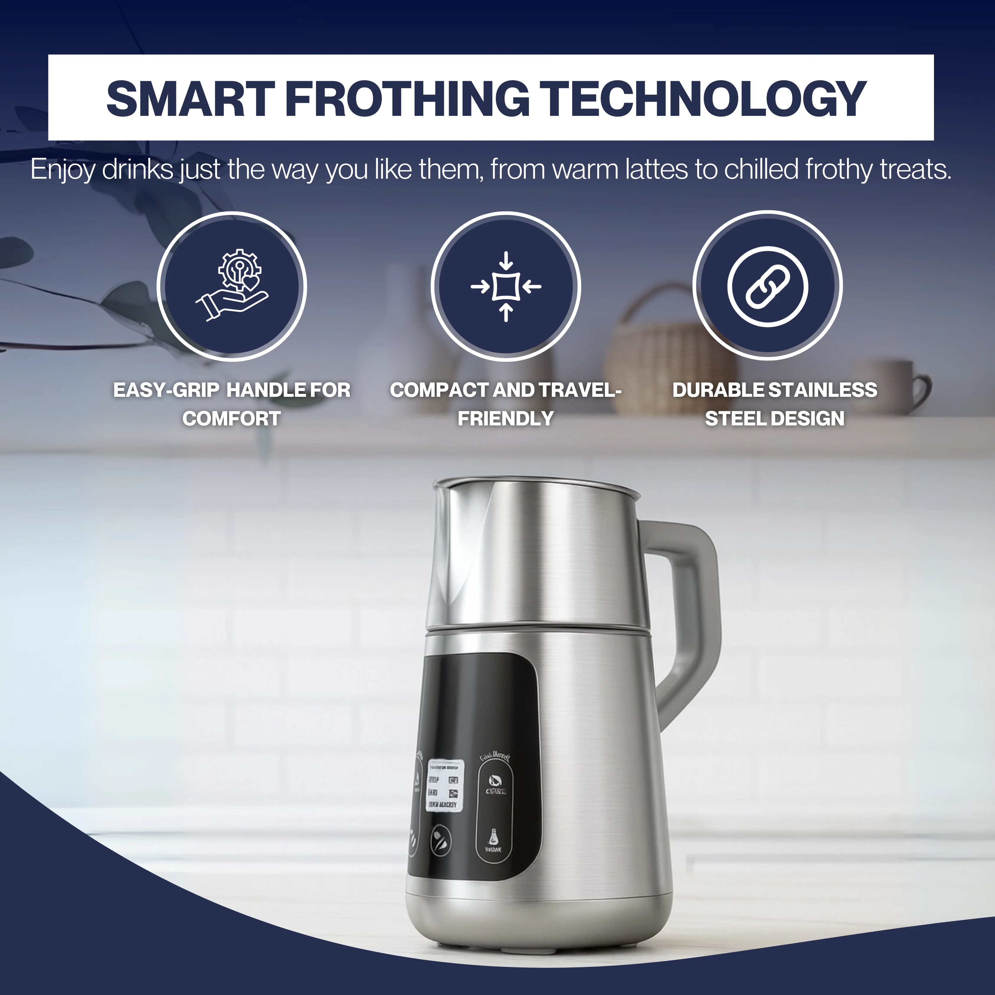 Advanced Electric Milk Frother with Frothing Tech & Fine Microfoam