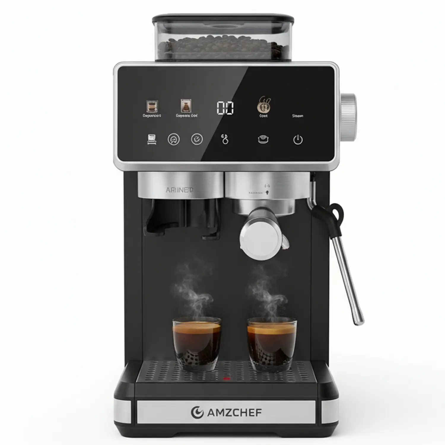 AMZCHEF 20 Bar Espresso Machine with Milk Frother and Grinder 1