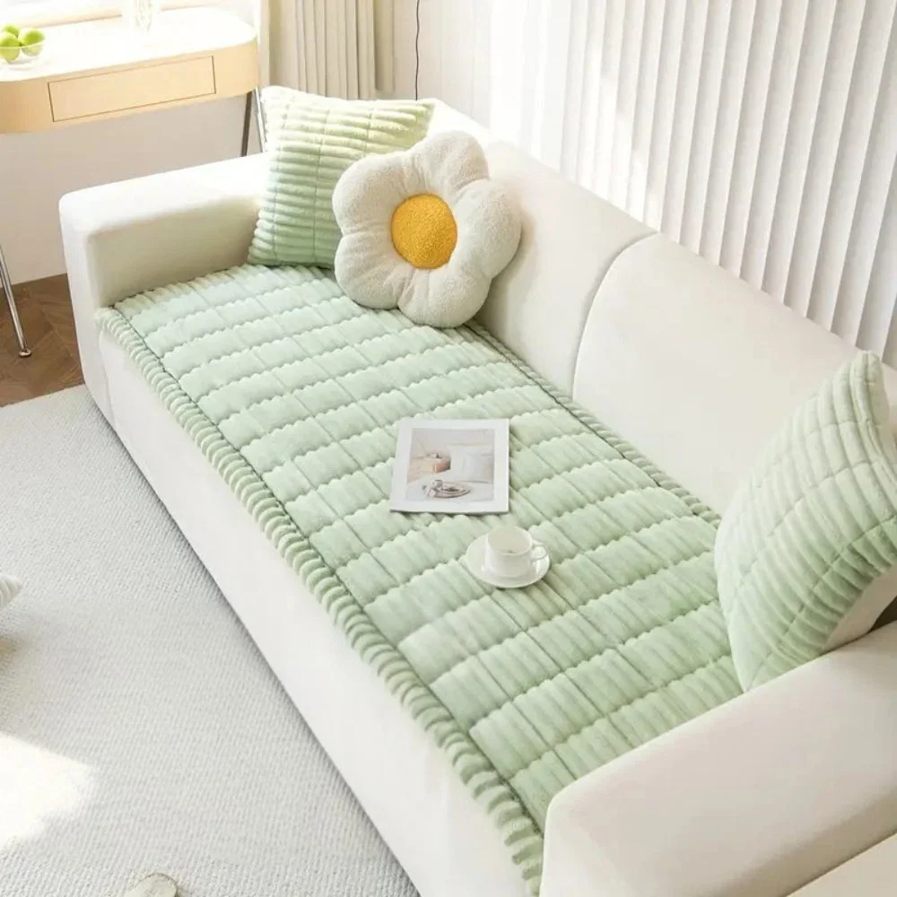 Sofa Cover Plush Flannel Anti-Slip Backing Machine Washable - Image 7