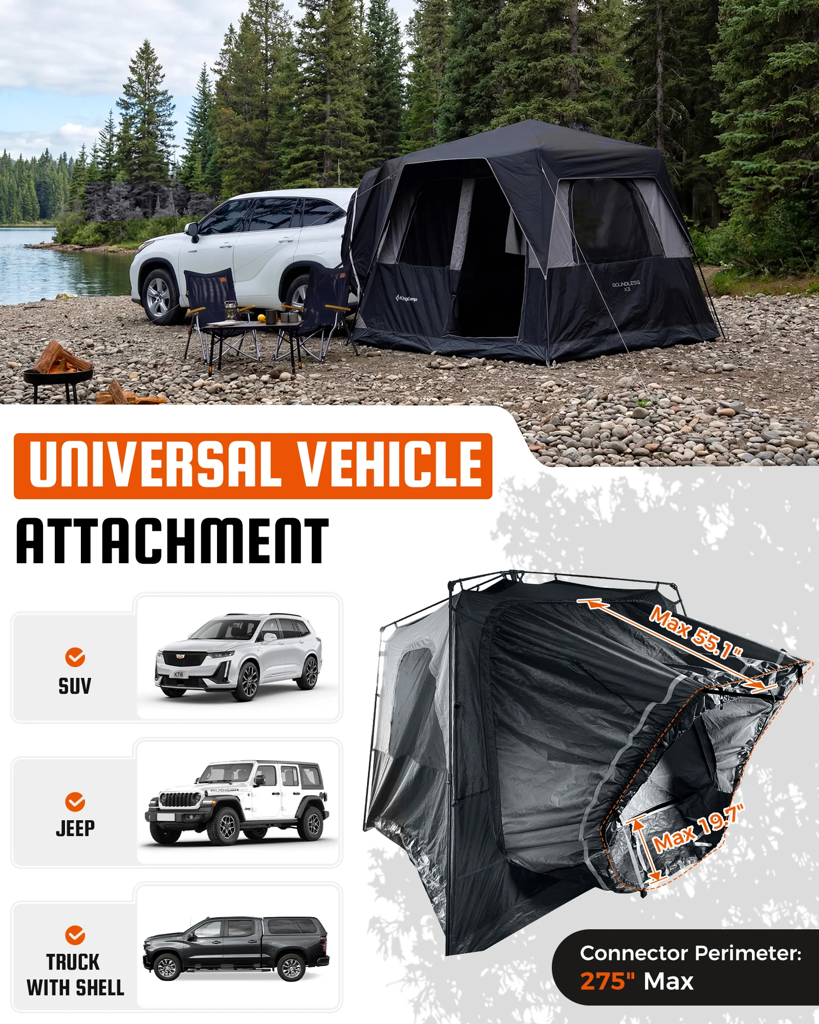 KingCamp BOUNDLESS X3 Car Camping Tent