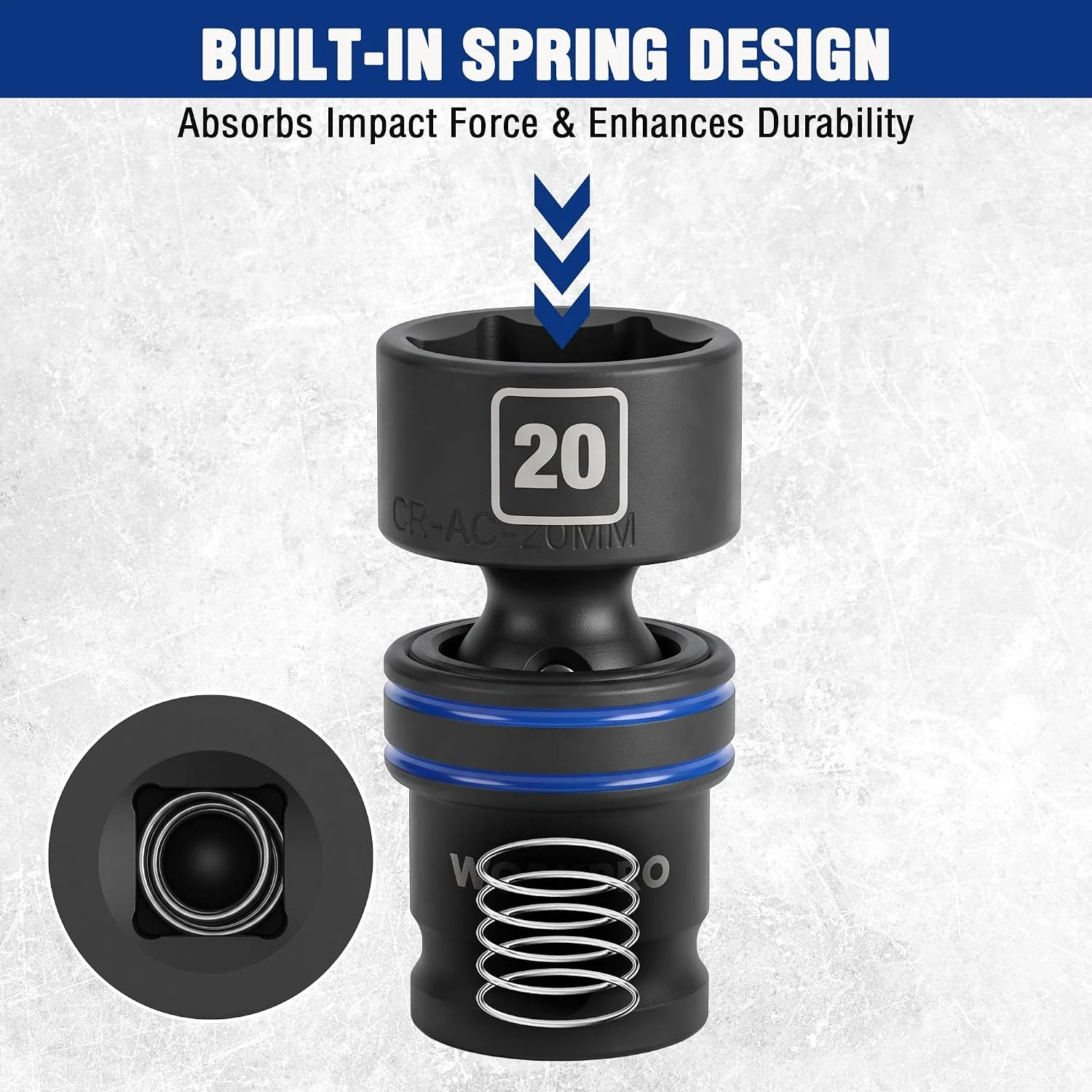 WORKPRO 19-Piece 3/8" Dr. Universal Impact Socket Set, Metric - Image 5