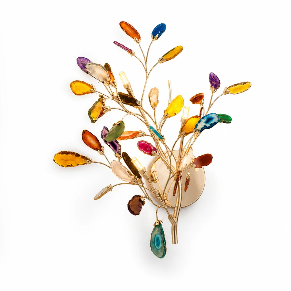 Wall Light Natural Agate Metal Frame Hardwired - Image 11