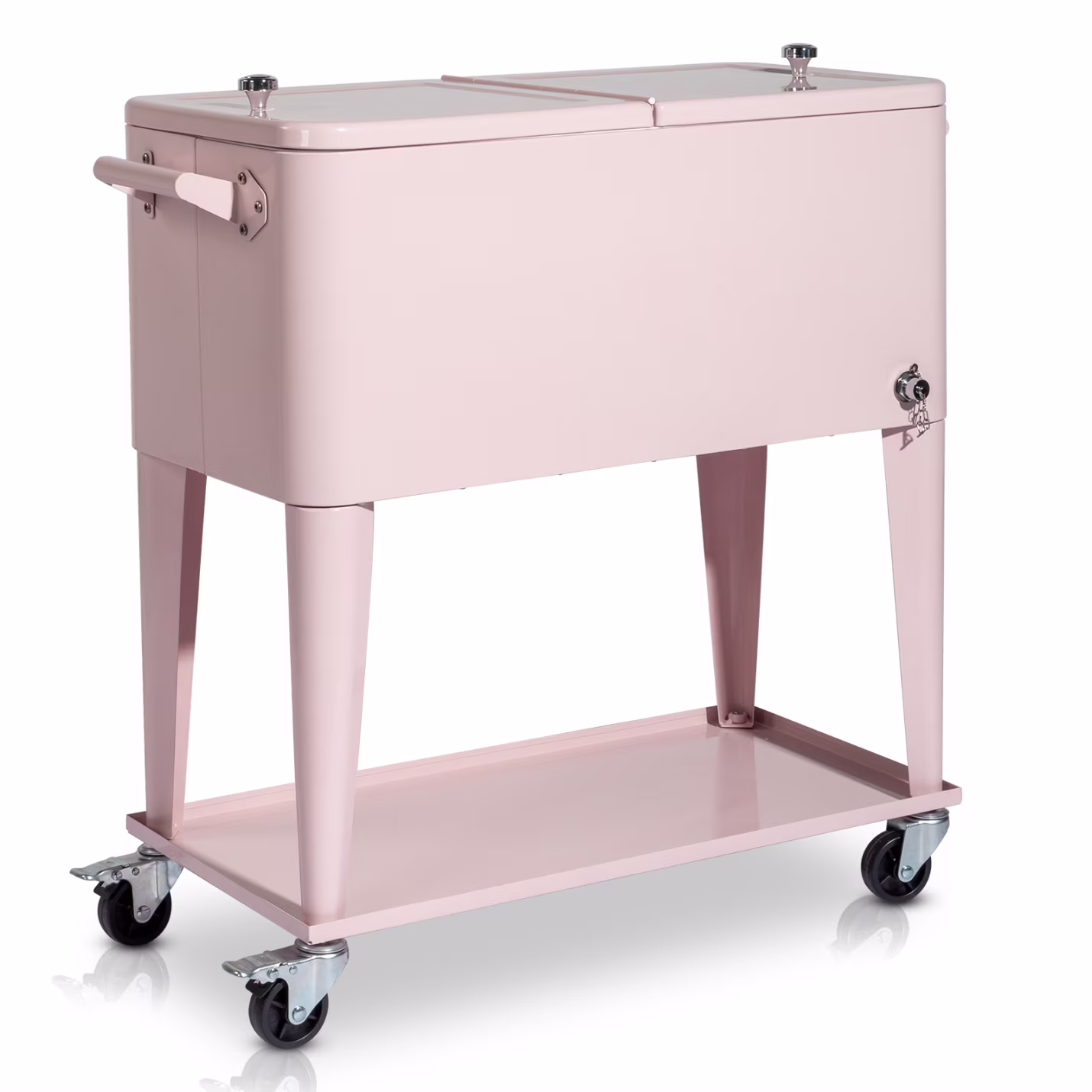 80Qt All-In-One Cooler Cart With Bottle Opener, Lower Storage Shelf and Cap Catcher, Outdoor Party Rolling Cooler With Lockable Wheels For Pool Side, Patio, Balcony, Mint(33.07 x 15.16 x 35.83)" - Image 8