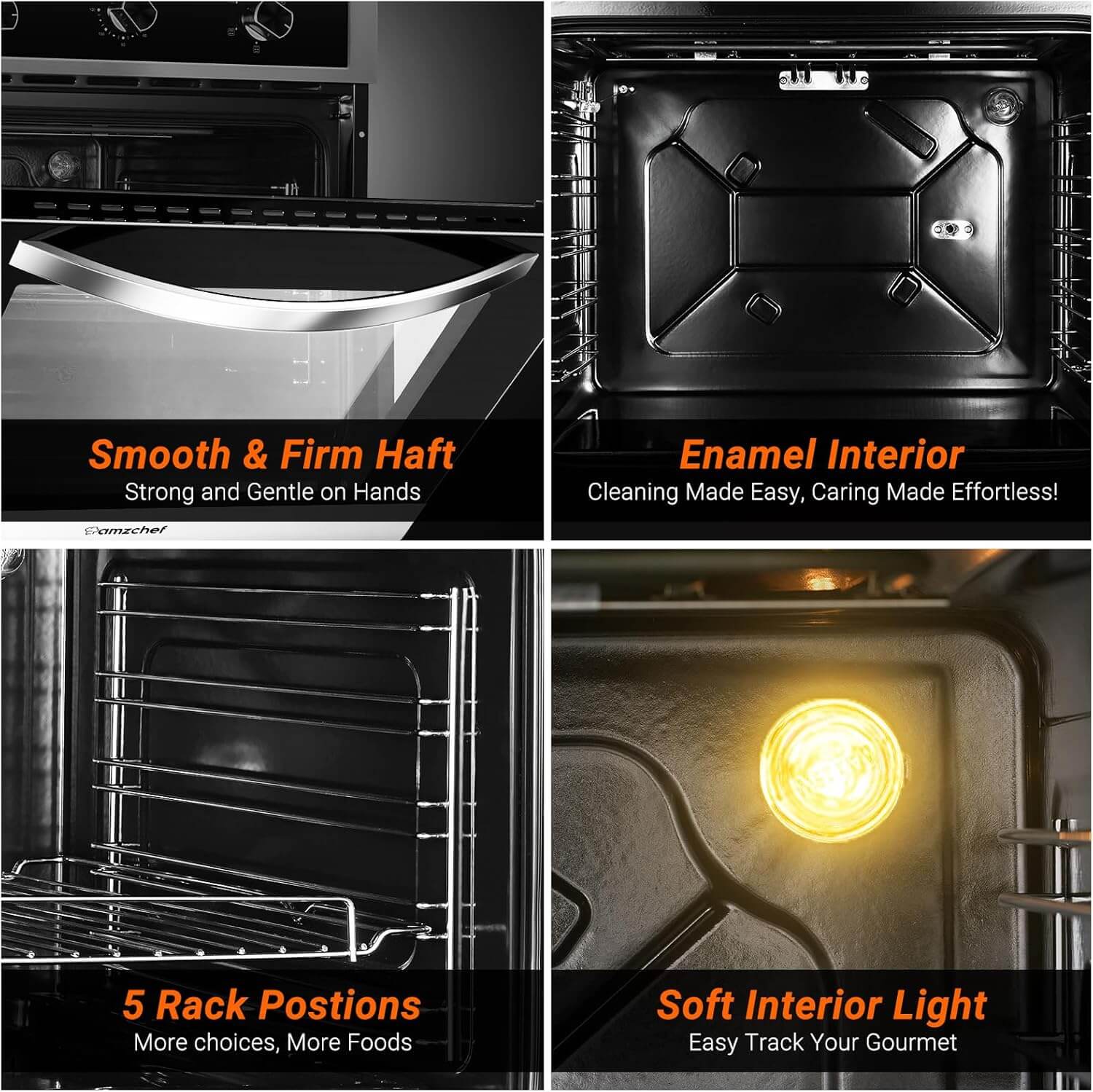 AMZCHEF 24" 2.65 Cu.ft. Built-in Electric Wall Oven with 5 Cooking Functions 4