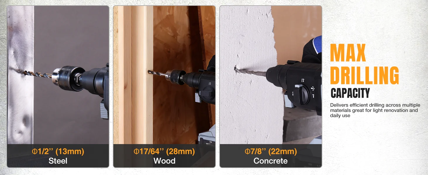 Power drill bit drilling into steel, wood, and concrete, showing innovation and durable high-quality construction