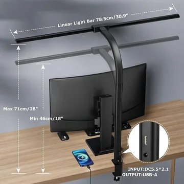 Architectural Desk Lamp with Dual Heads