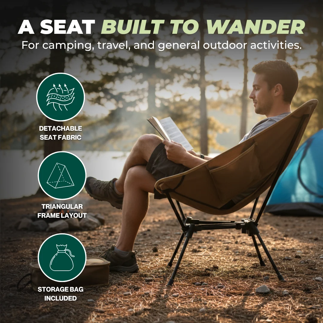 Lightweight Outdoor Folding Chair with 330 lbs Load Capacity