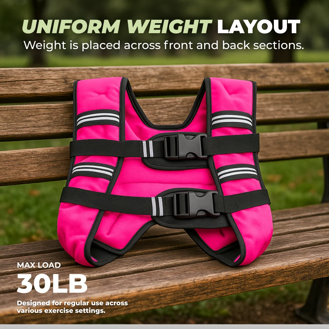 Adjustable Neoprene Weighted Vest with Reflective Stripes and Dual Straps