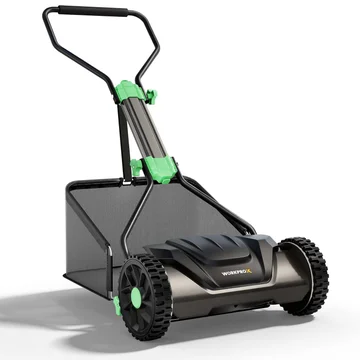 WORKPROX 16" Push Reel Lawn Mower with Grass Catcher, 5-Blade Manual Mower, Adjustable Height