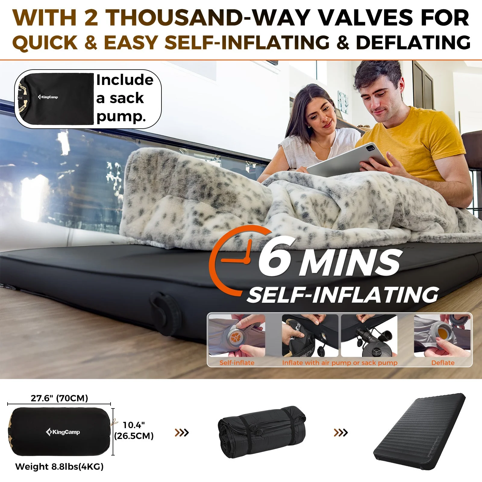 KingCamp PREMIUM Self Inflating Foam Sleeping Pad Double/Single - Image 88