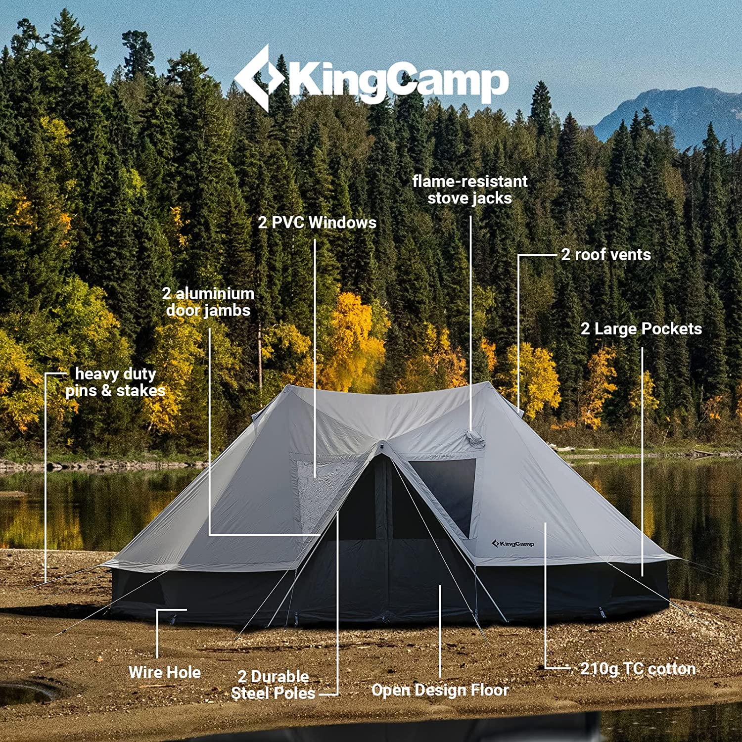 KingCamp KHAN PALACE 10-12 Person Glamping Tent