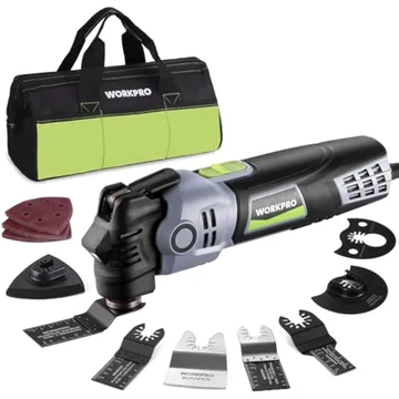 WORKPRO 400W Oscillating Multi-Tool, 6-Speed Corded Power Saw with LED Light, Quick Blade Change, 3.5° Oscillation Angle, 23 Accessories for Cutting, Sanding, Scraping