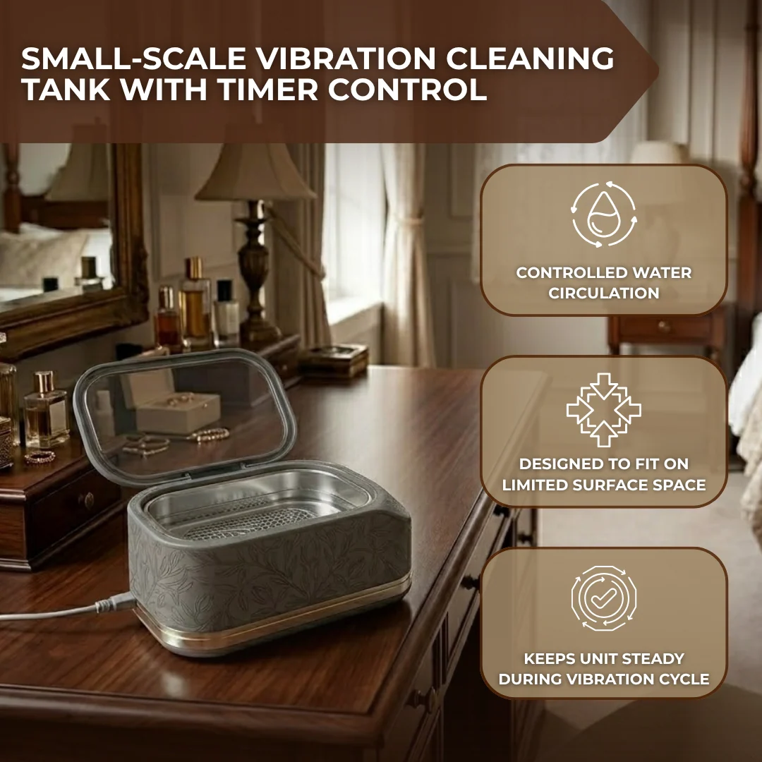 Ultrasonic Jewelry Cleaning Unit with 48kHz Waves and Steel Inner Tank