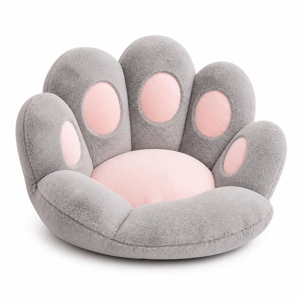 Machine Washable Paw-Shaped Plush Seat Cushion