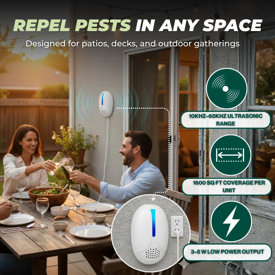 Ultrasonic Plug-In Pest Repellent 6 Pack with 1600 Sq Ft Coverage Range
