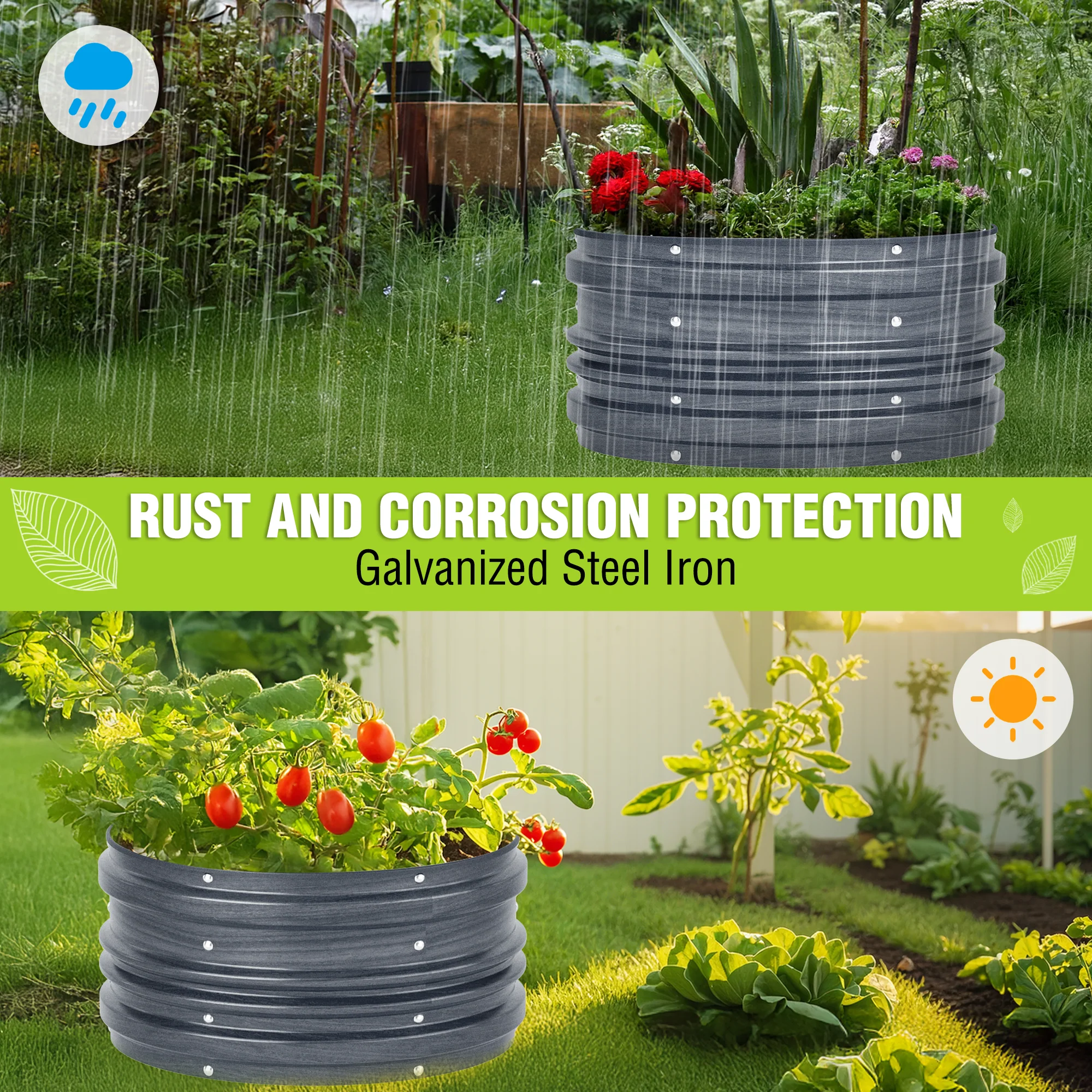 WORKPRO 3PK 2x2x1ft Outdoor Galvanized Raised Garden Bed Kit, Rust & Corrosion Protection, Easy Assembly, Safe Edge, Ideal for Vegetables & Flowers, Dark Gray - Image 6