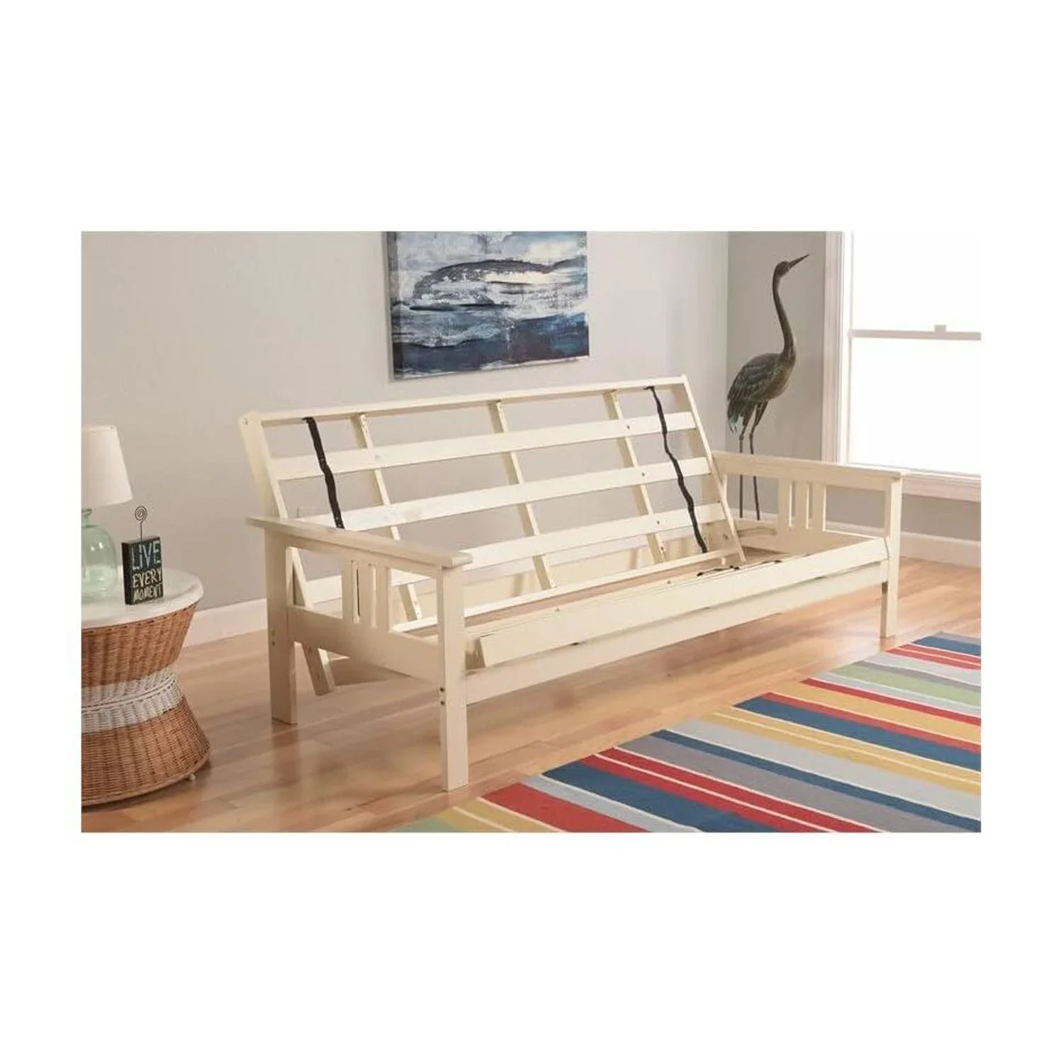 Homestock African Artifacts Full Size Futon Frame Set with Mattress, Easily Converts to Bed, Versatile Design Futon Frame for All Spaces, 33"H x 79"L x 37"D-Color:Linen Charcoal,Size:Barbados - Image 108