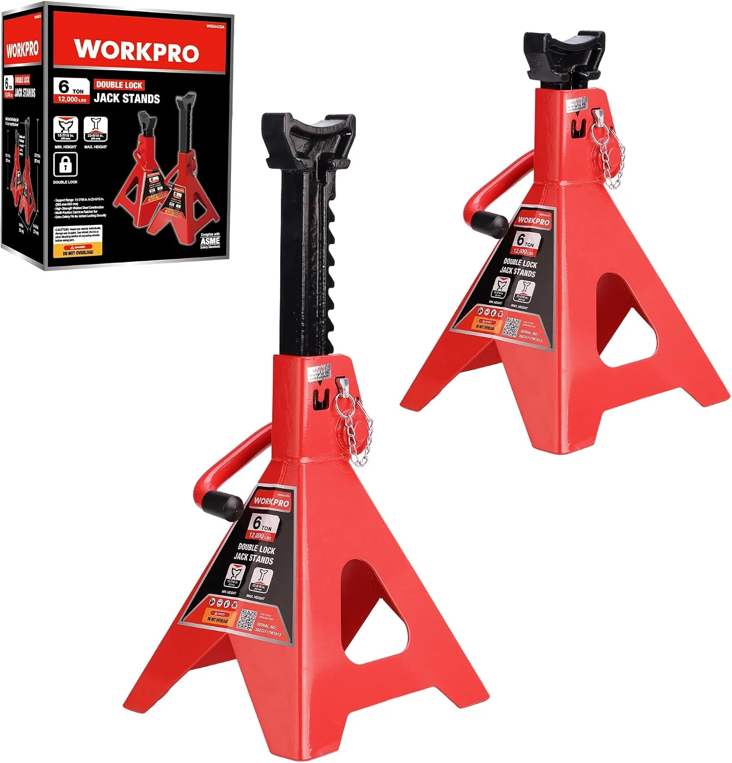 WORKPRO 3 Ton Jack Stands with Double Lock, 6000 LBS Capacity, 1 Pair - Image 9