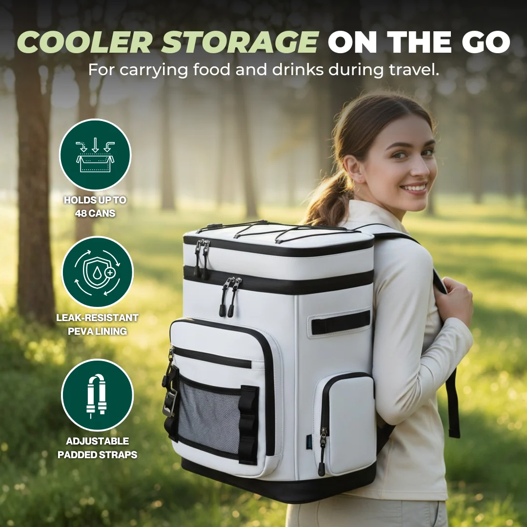 Large Water-Resistant Insulated Cooler Backpack 30L for Outdoors